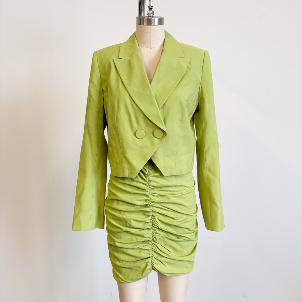 NWT The Sei Skirt Set with Double Breasted Blazer in Green Sz 4